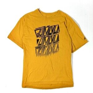Quiksilver Mustard Slim Fit Logo Short Sleeve Tee Shirt Mens Large Crew Neck